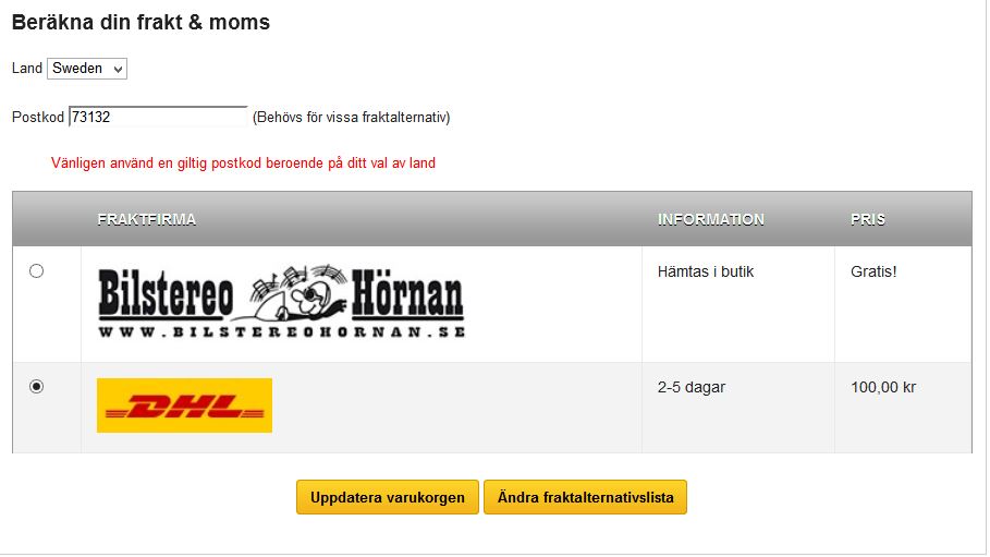 Problem Med DHL Frakt Ett Annat Problem Installation 