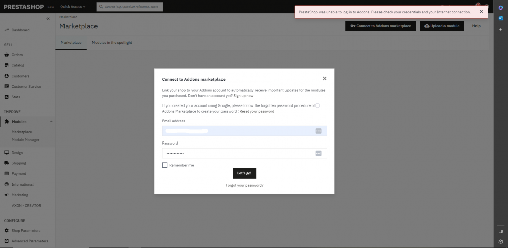 Cannot Connect To Prestashop Addons Marketplace - General Topics ...