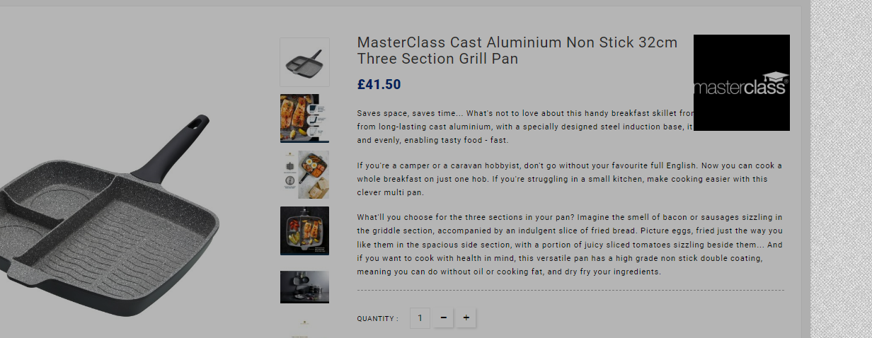 MasterClass Aluminium 32cm 3-Section Grill Pan